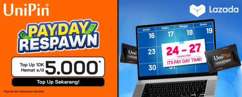 Payday Respawn Lazada x UniPin: Top Up 10K, Hemat hingga Rp5.000!